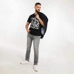 Polera Estampada Manga Corta Cuello Redondo Hombre Az Black
