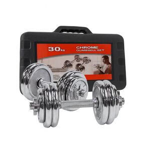 Set De Mancuernas Cromadas Ajustables De 30kg + Malet&iacute;n