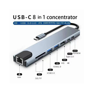 Hub Adaptador Tipo C 8 En 1