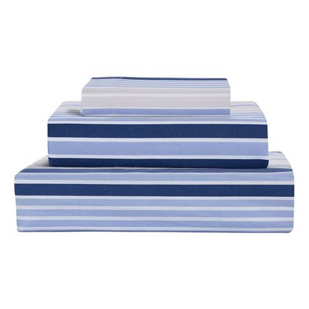 Sabana Andes Microfibra Estampada Lineas Azul 1.5 Plaza image number 2.0