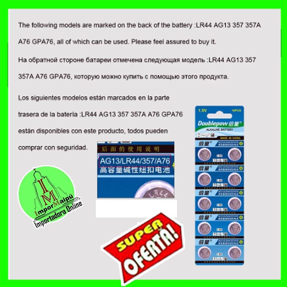 Pilas Lr44 Ag13 357a Cx44 Pila De Bot&oacute;n 1,5 V Para Relojes Luces Otros Lr44w image number 4.0