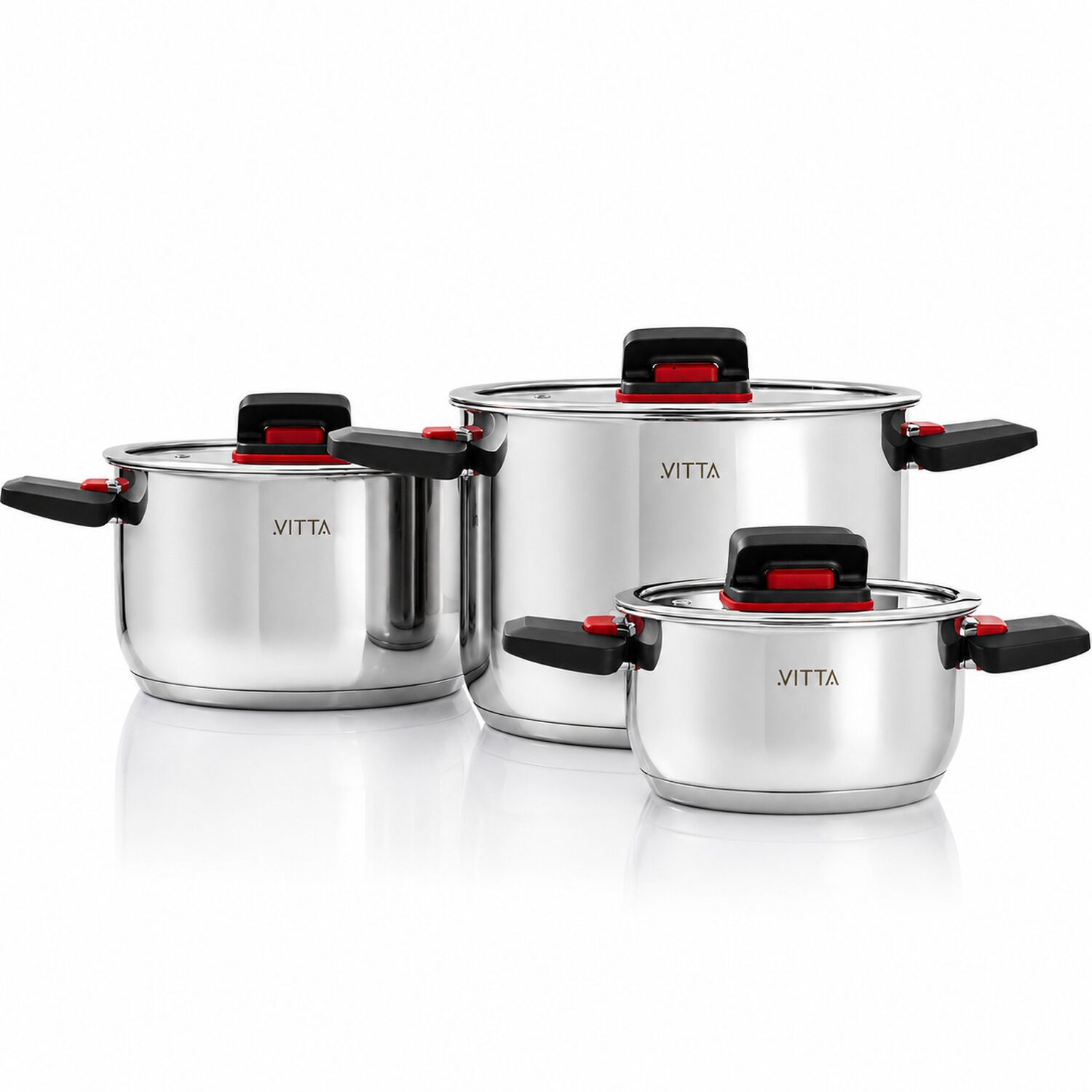 Bater&iacute;a De Cocina 6 Piezas Acero Inox Con Asas Retr&aacute;ctiles Y Apta Para Inducci&oacute;n Modelo Spazio Marca Vitta image number 3.0