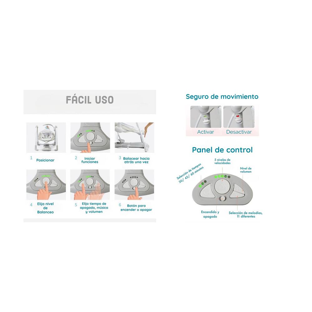 Columpio Mecedora El&eacute;ctrico Vibraci&oacute;n Ingenuity Lubabycas image number 3.0