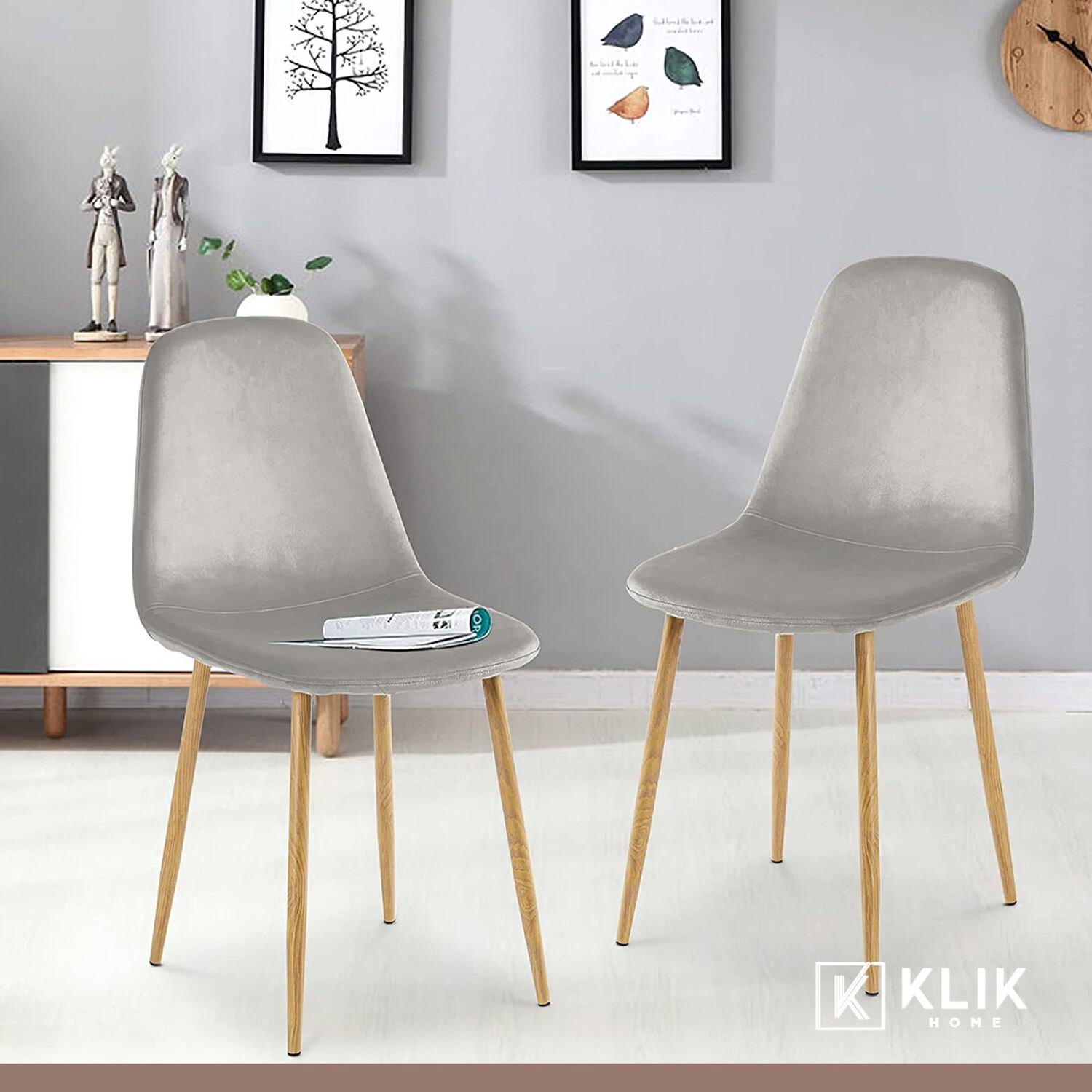 Comedor Mesa De Vidrio 120x80 + 6 Sillas Spoon Terciopelo Gris image number 7.0
