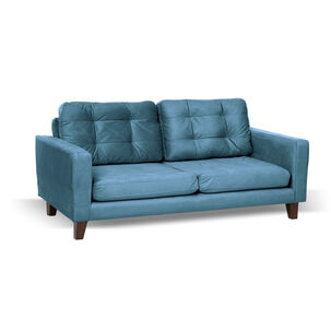 Sofa Napoles 2 Cuerpos Tela Velvet Azul Petroleo