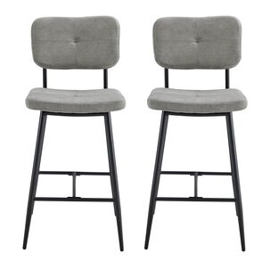 Pack 2 Pisos De Bar Con Espaldar Acolchado Gris