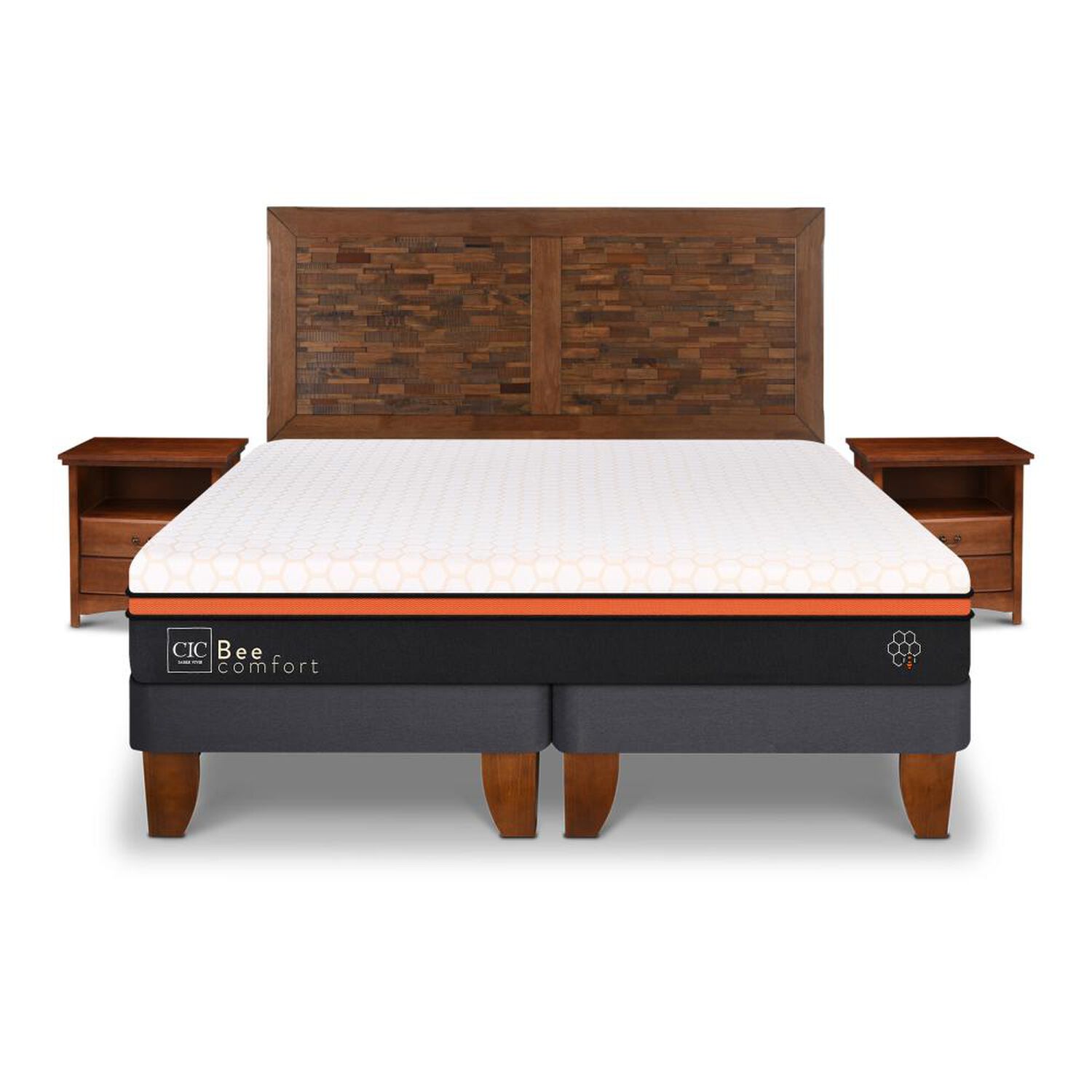 Cama Europea Cic Bee Comfort / King / Base Dividida + Set De Maderas image number 0.0
