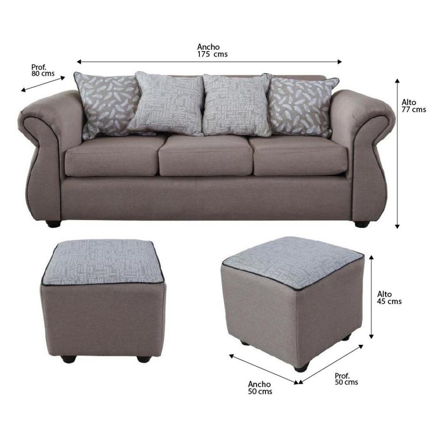 Juego De Living Elegant Detail Moscu / 3 Cuerpos + 2 Pouf image number 4.0