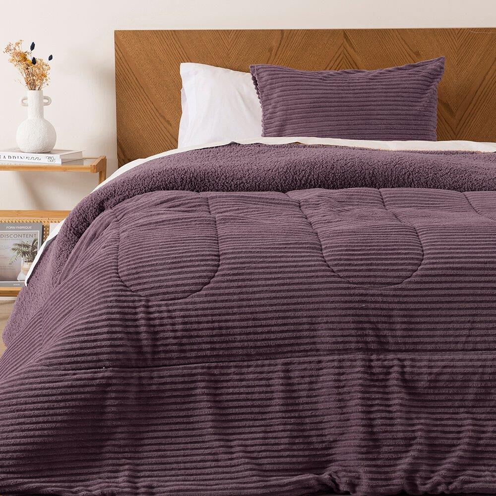 Plumon Corduroy Coral Sherpa 1.5 Plazas Morado image number 0.0
