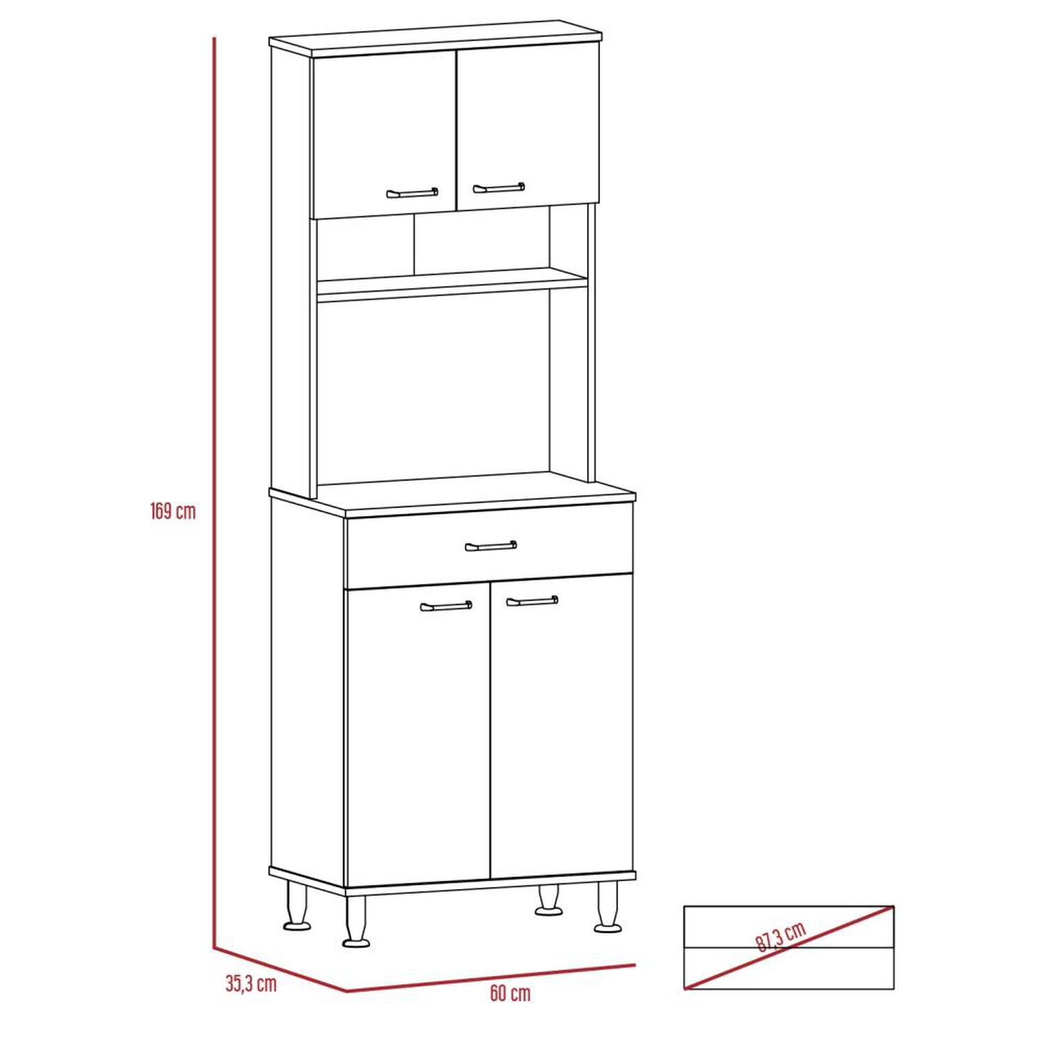 Mueble Cocina 60 + Barra De Cocina + Optimizador Kitchen - Rovere / Blanco Tuhome image number 6.0
