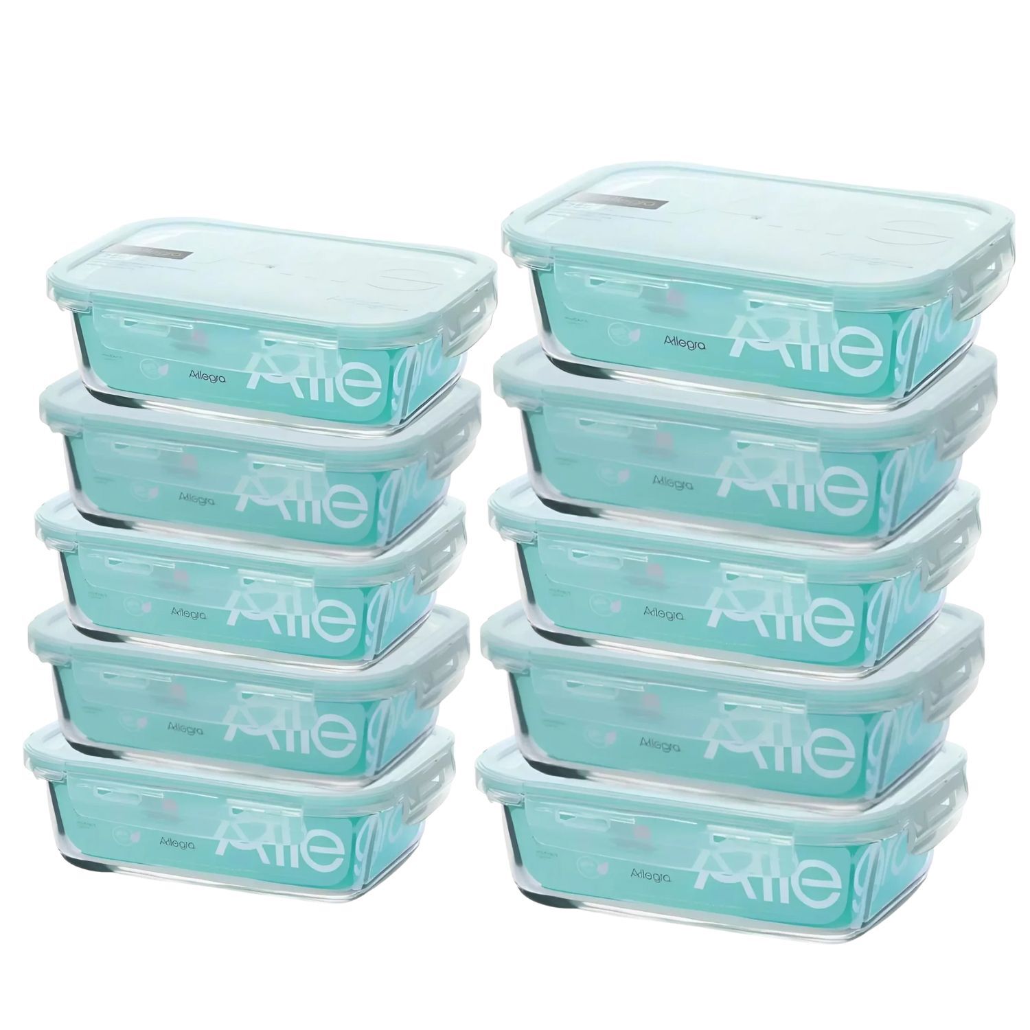 Set 10 Contenedores Hermeticos Rectangulares Allegra Vidrio image number 0.0