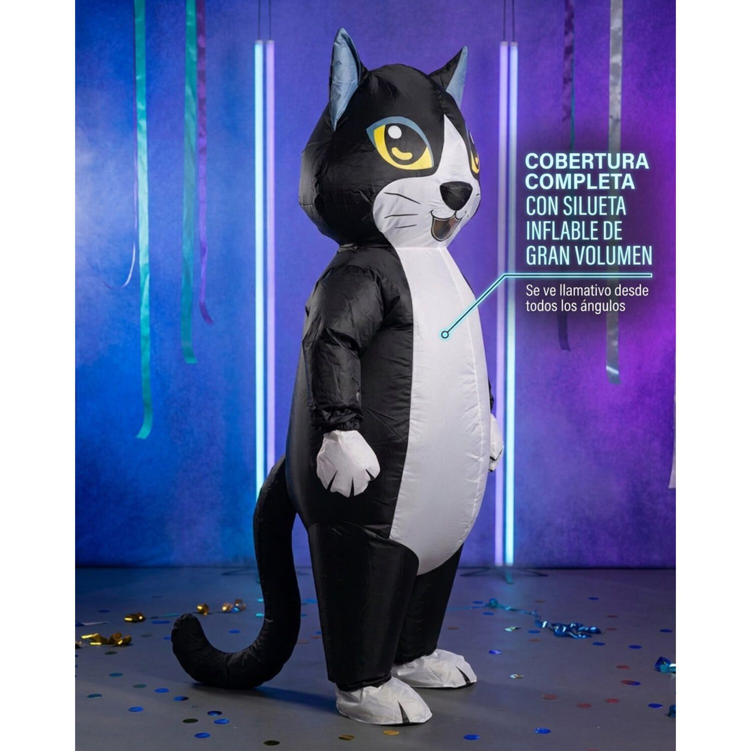 Disfraz Inflable De Gato Adulto Completo Halloween image number 5.0