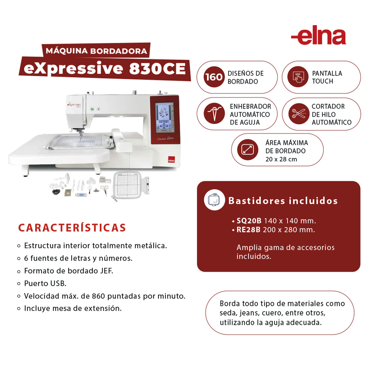 M&aacute;quina Bordadora Elna Expressive 830 image number 7.0