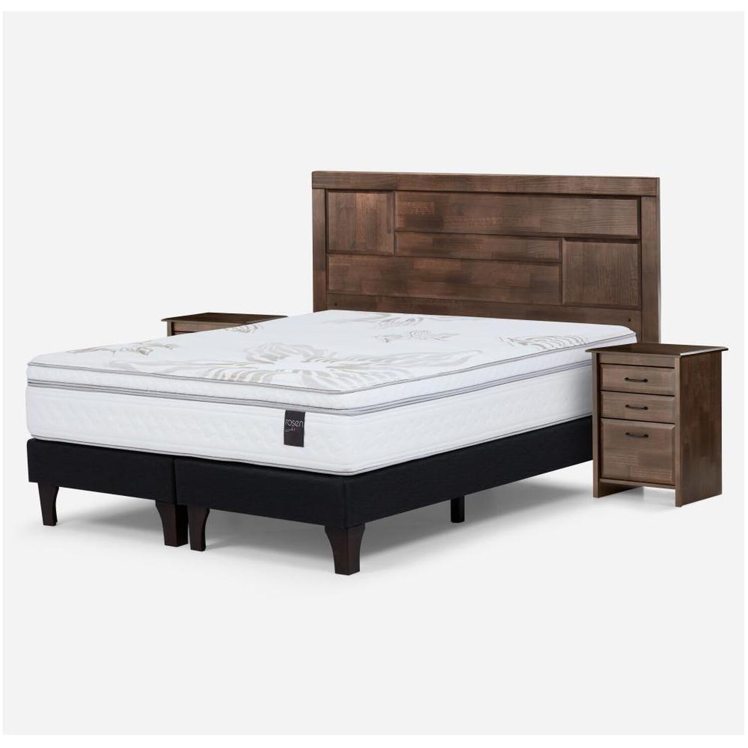 Cama Europea Rosen Art 4 / 2 Plazas / Base Dividida + Set De Maderas Dolce image number 2.0