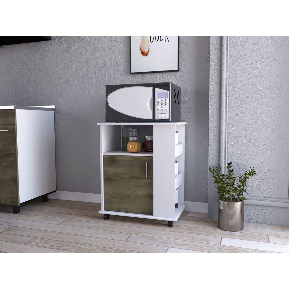 Mueble Microondas Con Ruedas 1 Puerta 73,6x60x40 Cm Blanco Y Caf&eacute; image number 5.0