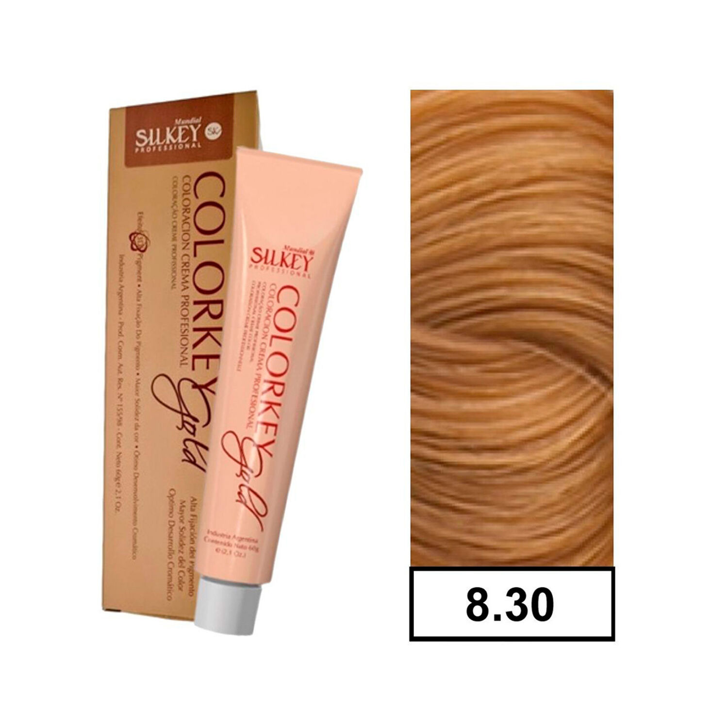 Colorkey Gold - Tintura Permanente Efecto 3d Pigment 60gr + Oxidante - 8.30 Rubio Claro Dorado Intenso image number 0.0