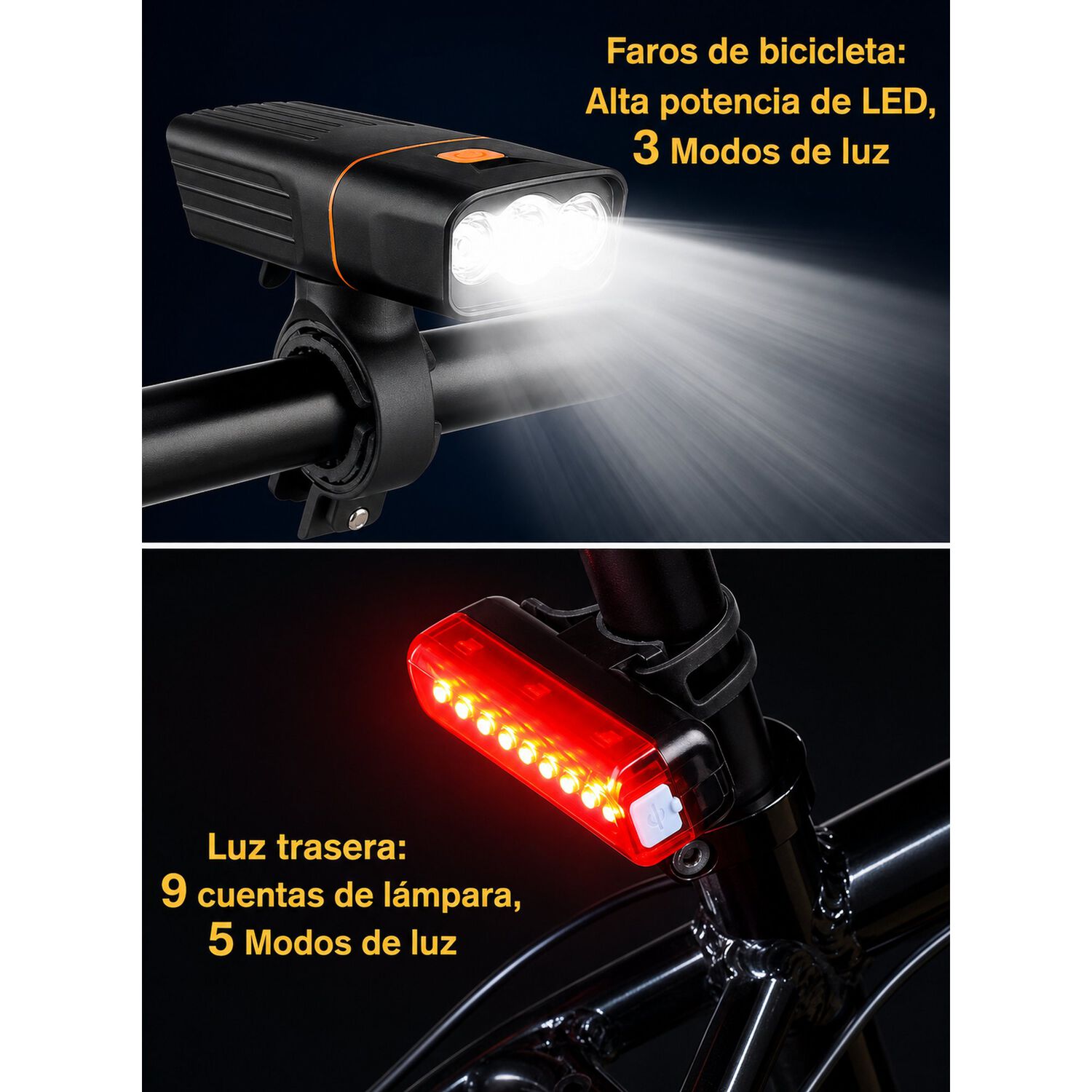 Luces Recargables Para Bicicleta Delantera Y Trasera Premium image number 2.0