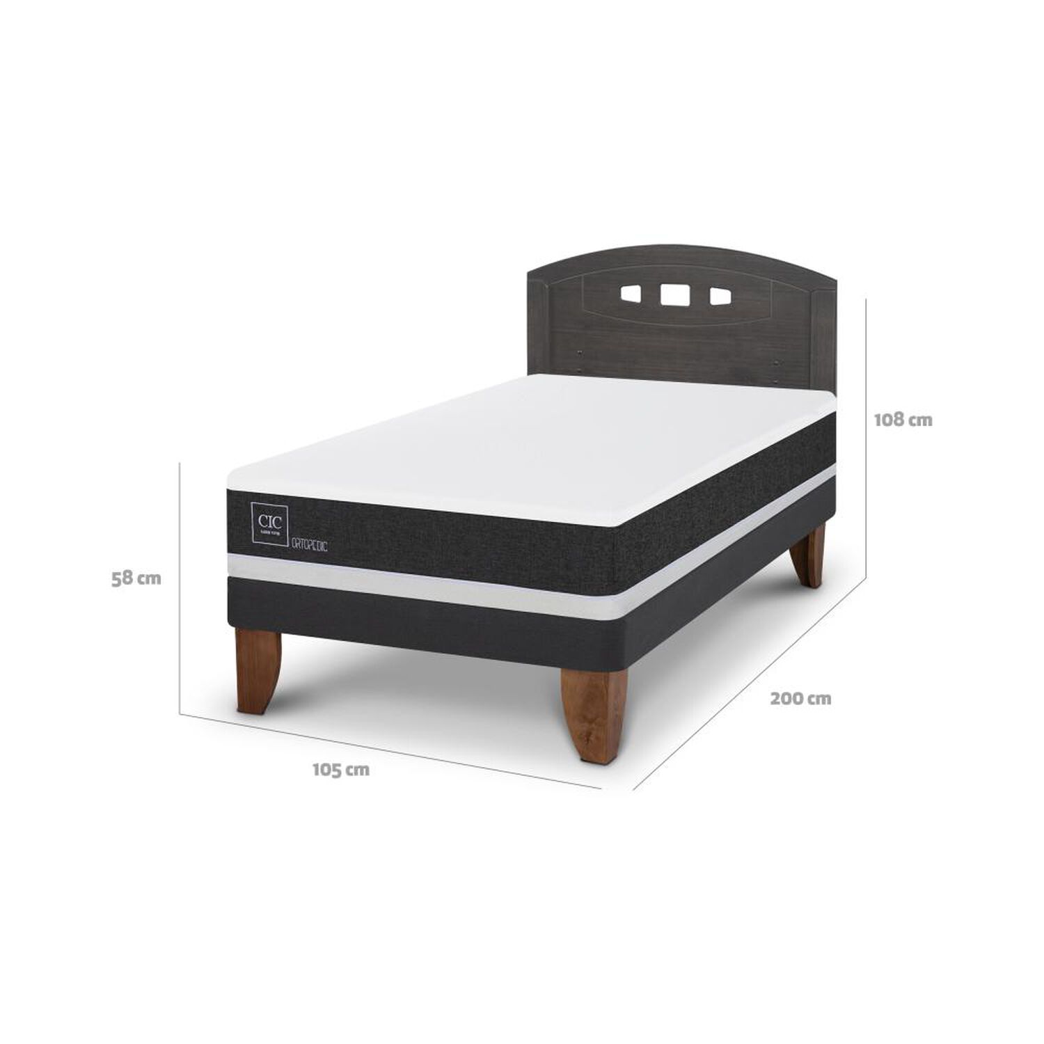 Cama Europea Cic Ortopedic / 1.5 Plazas / Base Normal + Respaldo image number 4.0