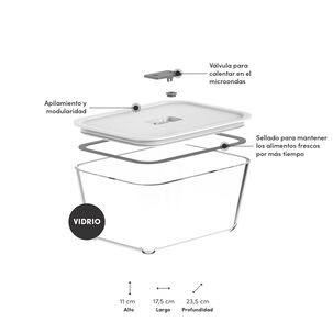Contenedor Hermético De Vidrio Fresh Lock Blanco 2,4 Lt Contenedor Hermético De Vidrio Fresh Lock Blanco 2,4 Lt
