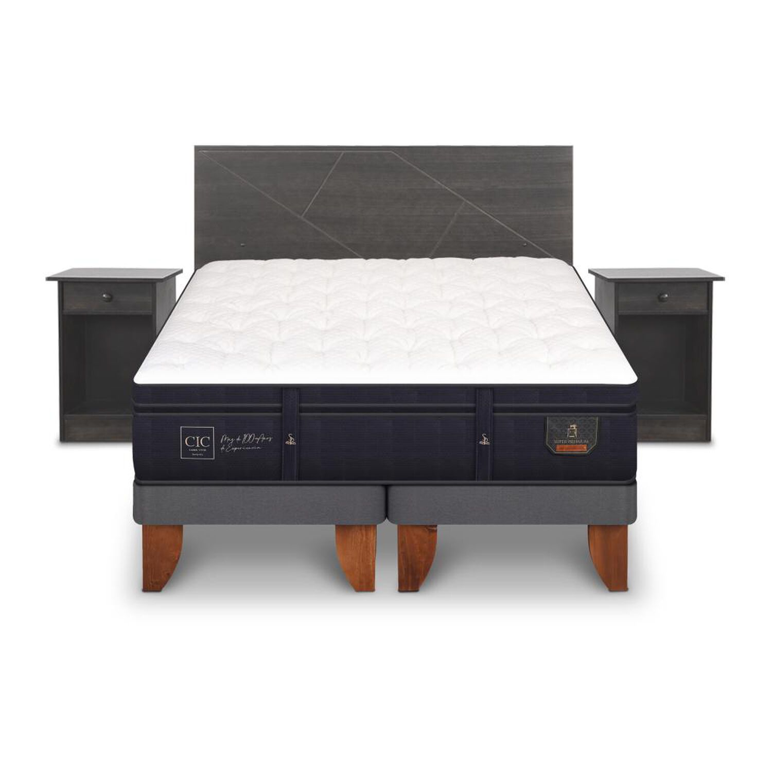 Cama Europea Cic Super Premium / King / Base Dividida + Set De Maderas image number 0.0