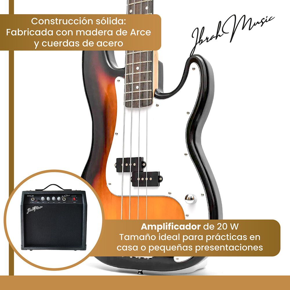 Bajo El&eacute;ctrico Ibrah 4 Cuerdas + Amplificador 20w + Acces image number 3.0
