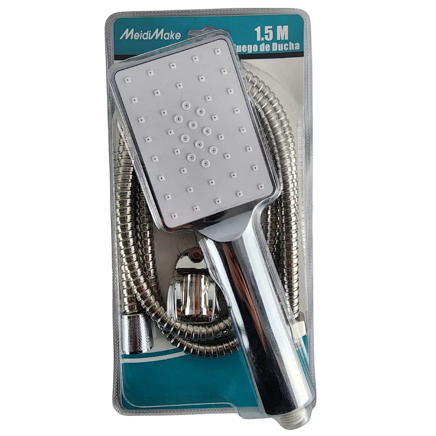 Set Ducha Tel&eacute;fono Rectangular Base Manguera 150cm Para Ba&ntilde;o image number 7.0