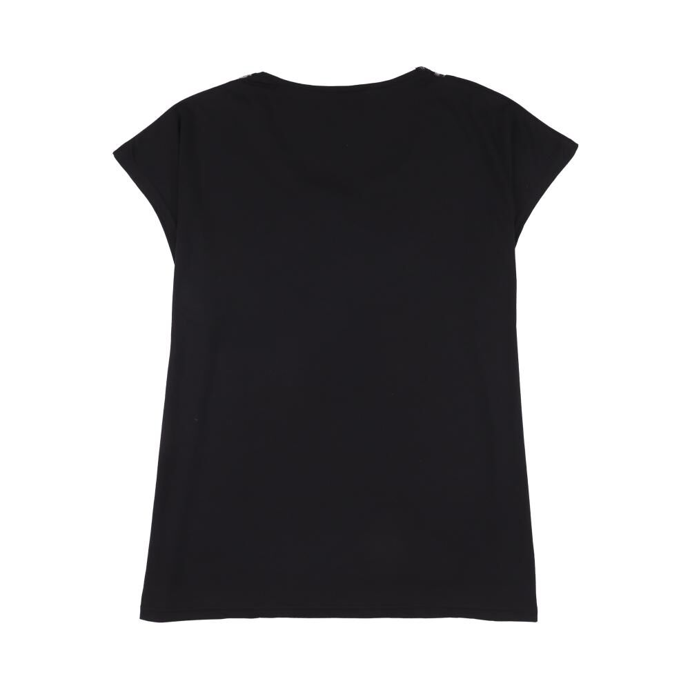 Polera Manga Corta Cuello Redondo Aplicaci&oacute;n Lace Mujer Sexy Large image number 1.0