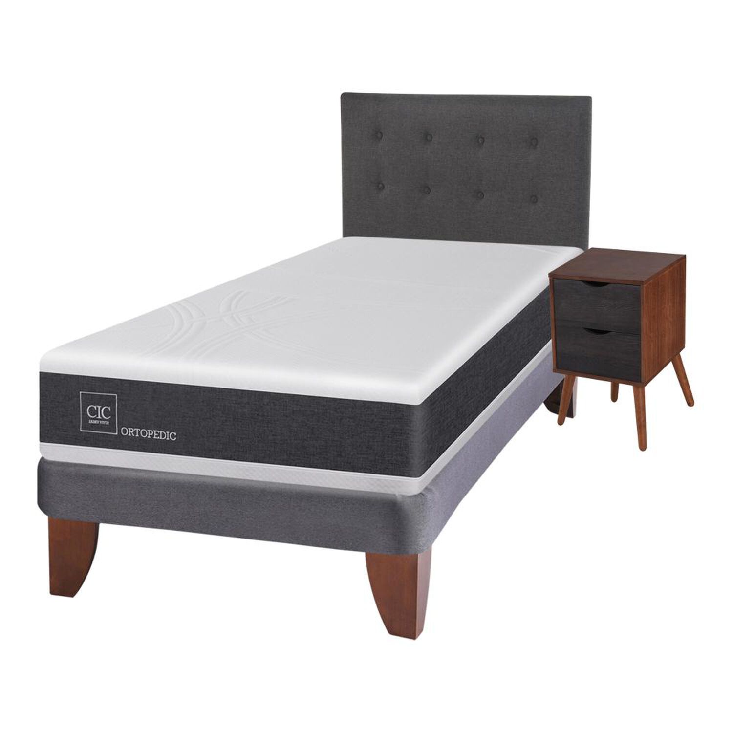 Cama Europea Cic New Ortopedic / 1.5 Plazas / Base Normal + Set De Maderas image number 1.0