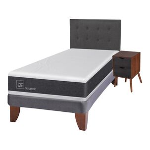 Cama Europea Cic New Ortopedic / 1.5 Plazas / Base Normal + Set De Maderas