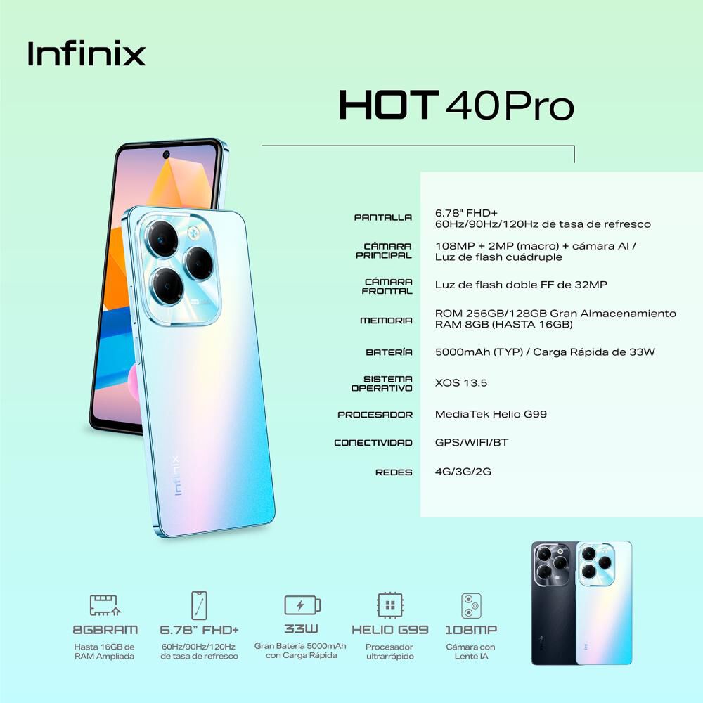 Smartphone Infinix Hot 40 Pro / 256 GB / Liberado image number 6.0