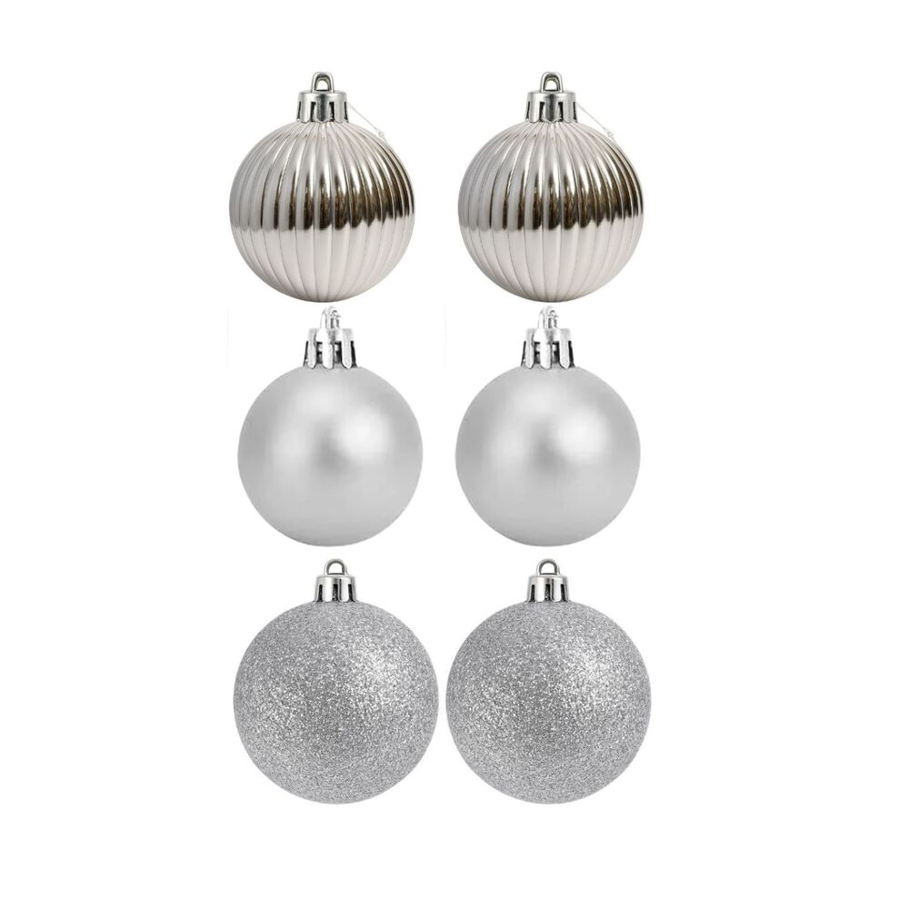 6 Bambalinas Esferas 6cm Navideña Plateado Adorno Decoración image number 0.0