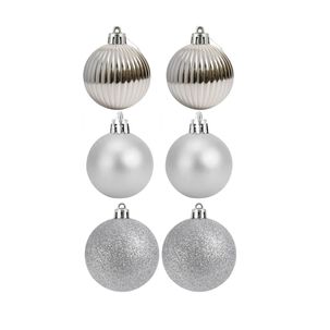6 Bambalinas Esferas 6cm Navideña Plateado Adorno Decoración 6 Bambalinas Esferas 6cm Navideña Plateado Adorno Decoración
