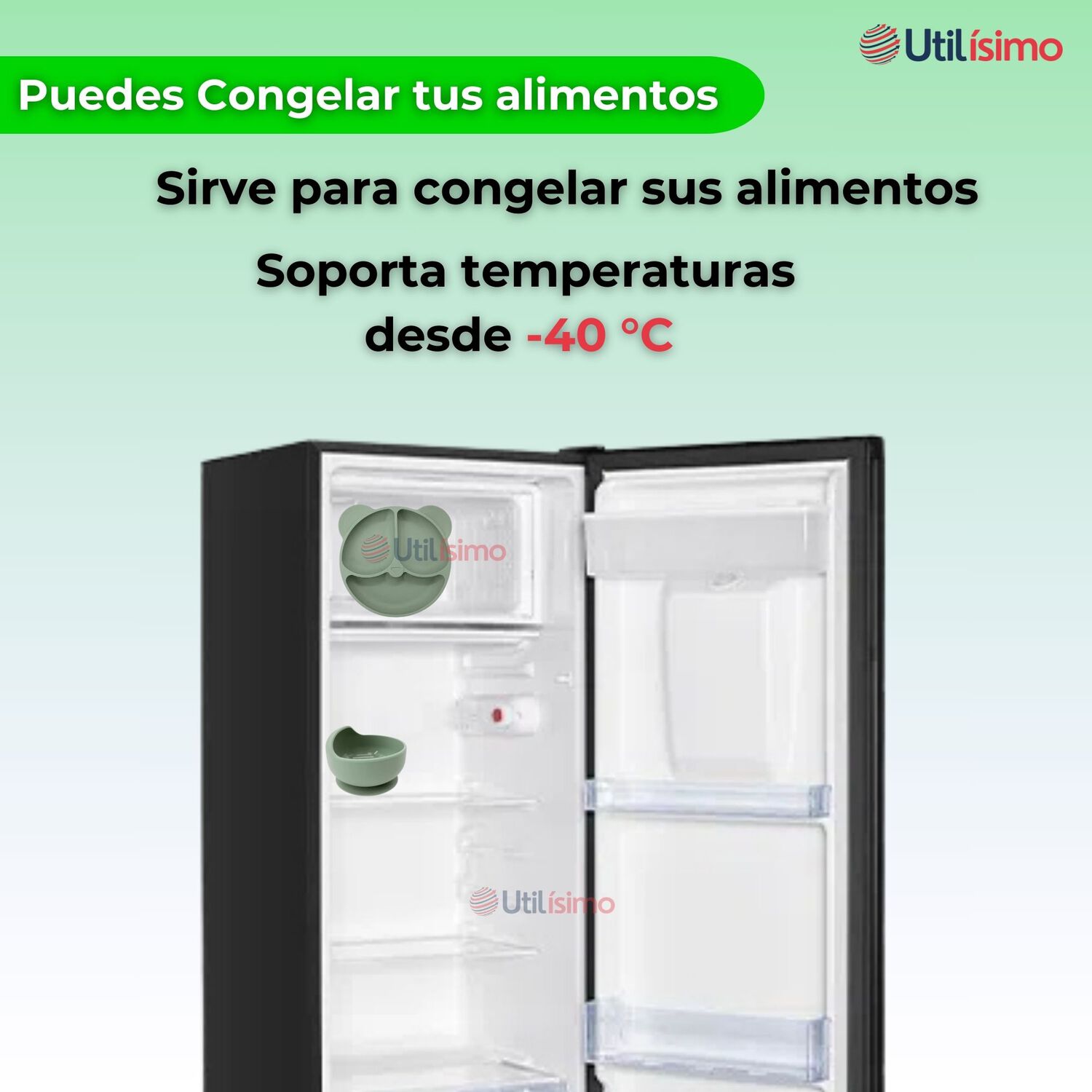 Set De Alimentaci&oacute;n Beb&eacute; Silicona De Oso 6 Piezas Libre Bpa Color Verde image number 4.0