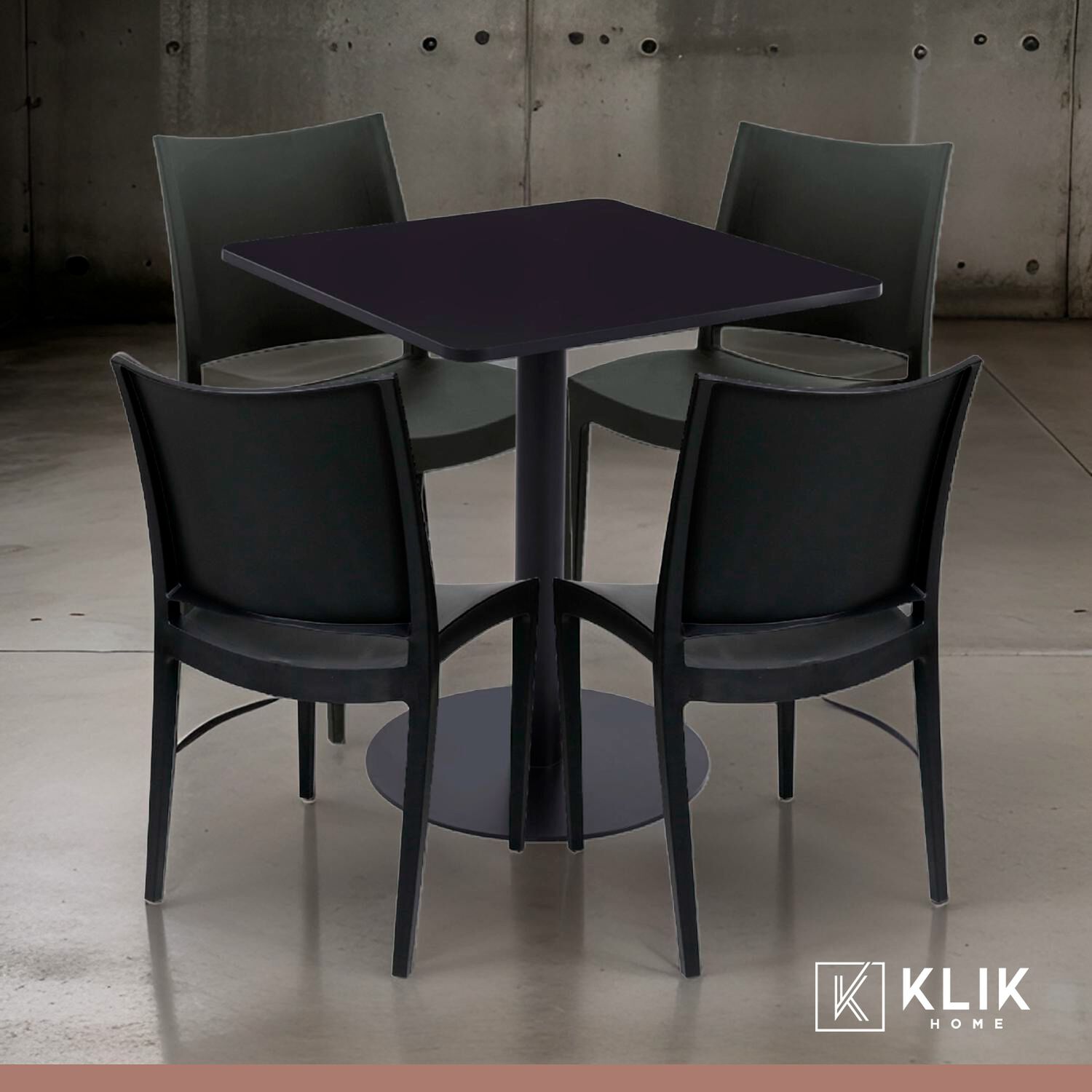 Mesa Restaurant 70x70 Tubo Metal Cubierta Mdf + 4 Sillas Restaurante - Negra image number 1.0
