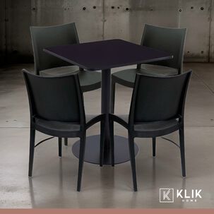 Mesa Restaurant 70x70 Tubo Metal Cubierta Mdf + 4 Sillas Restaurante - Negra