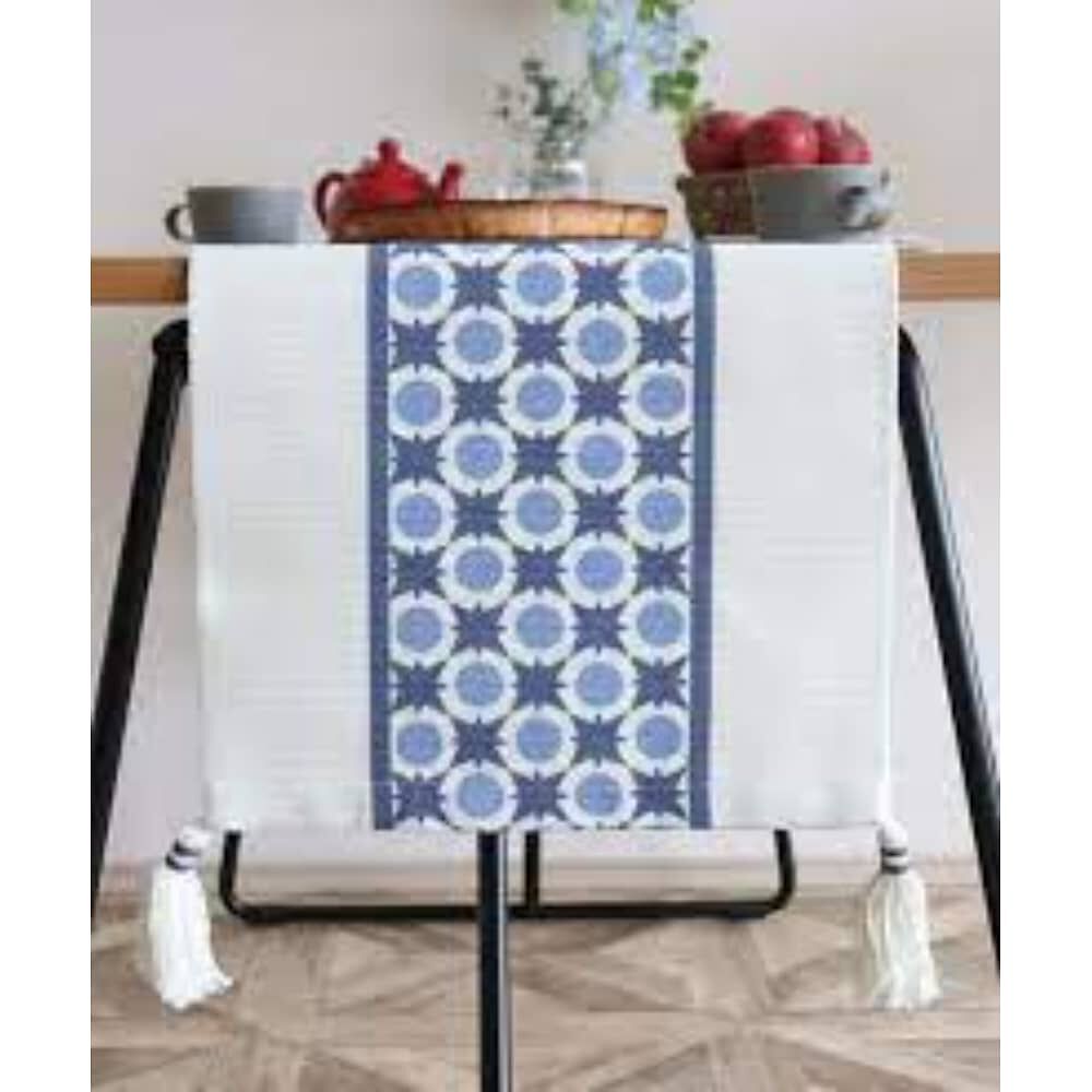 Camino De Mesa Tejido Azul - Dise&ntilde;o Estrella image number 3.0