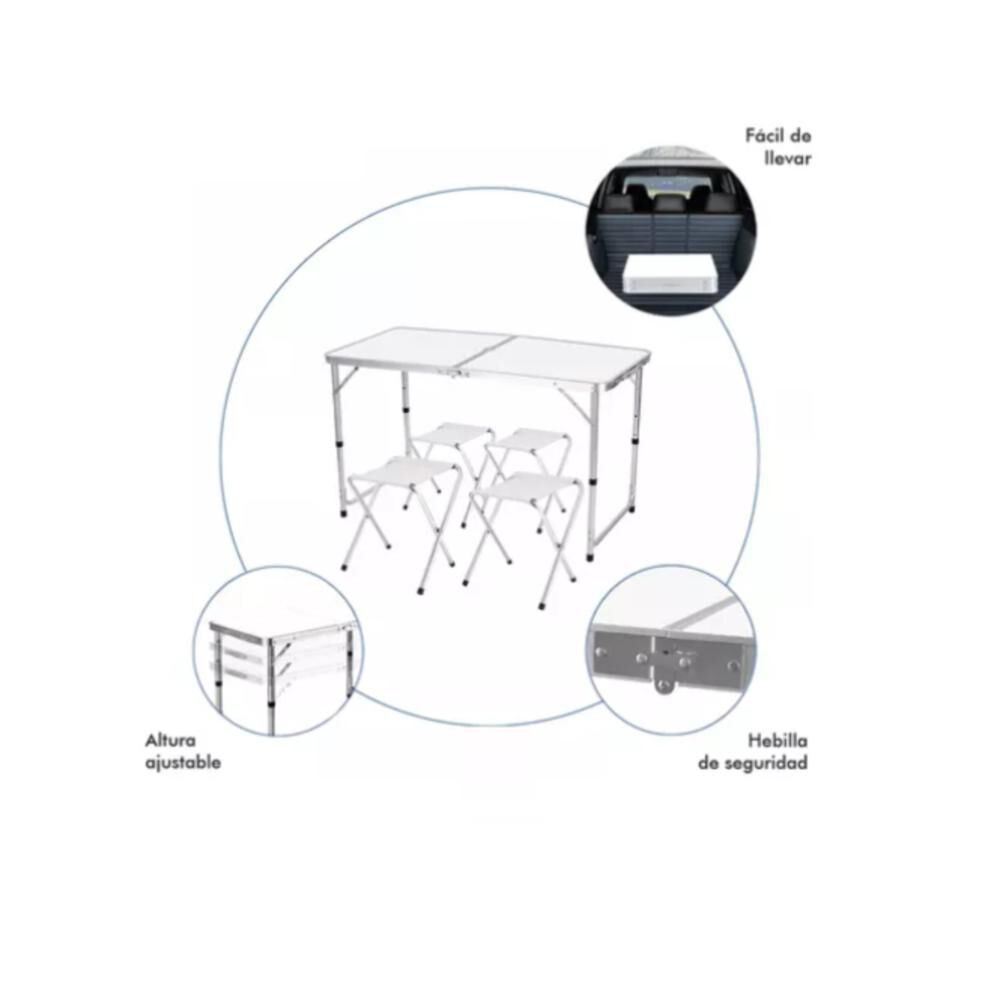 Mesa Plegable Portátil 4 Sillas De Aleación Aluminio Camping image number 9.0