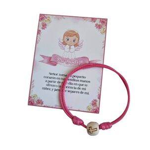 Recuerdos Encintados Bautismo Bautizo 12 Hilo Rojo + Tarjeta