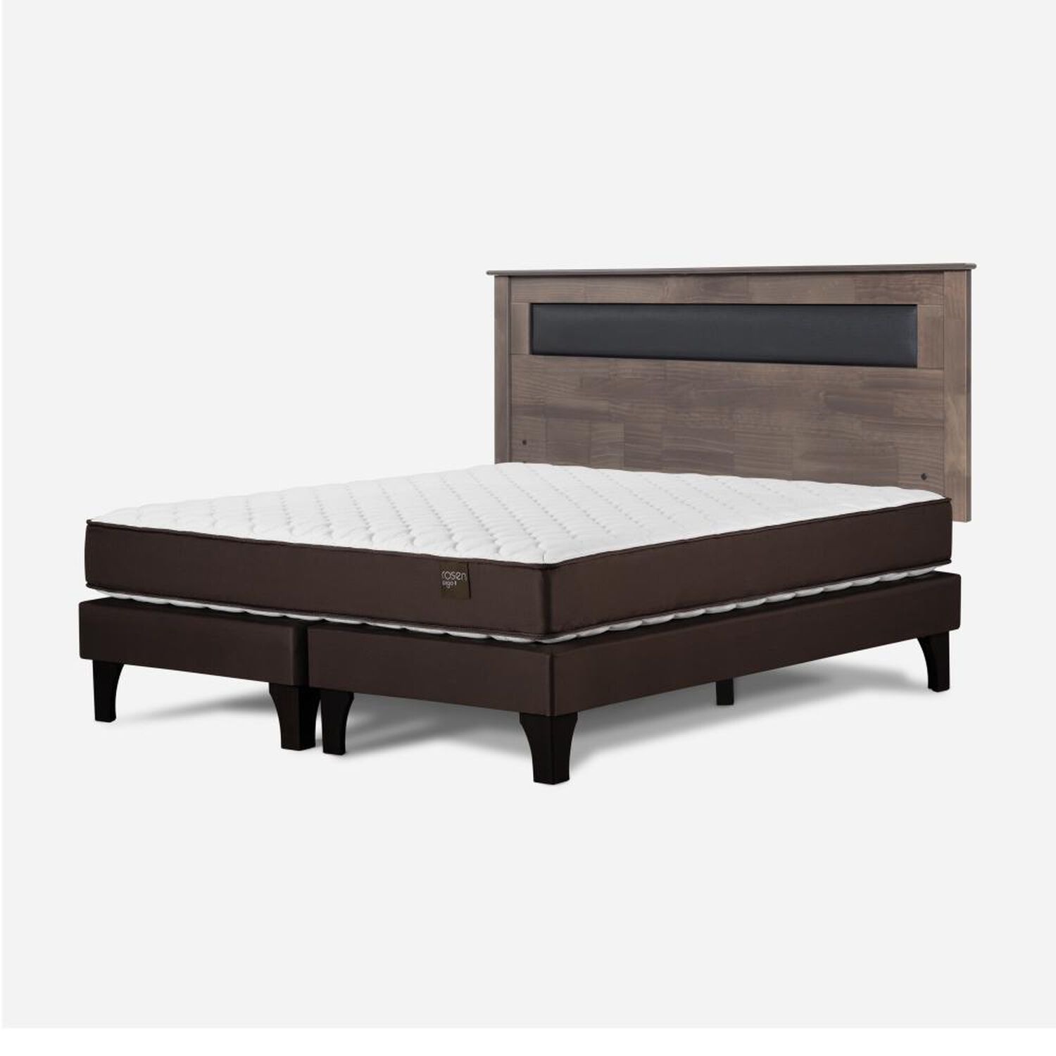 Cama Europea Rosen Ergo T New / 2 Plazas / Base Dividida  + Respaldo Ferrara Gris image number 2.0