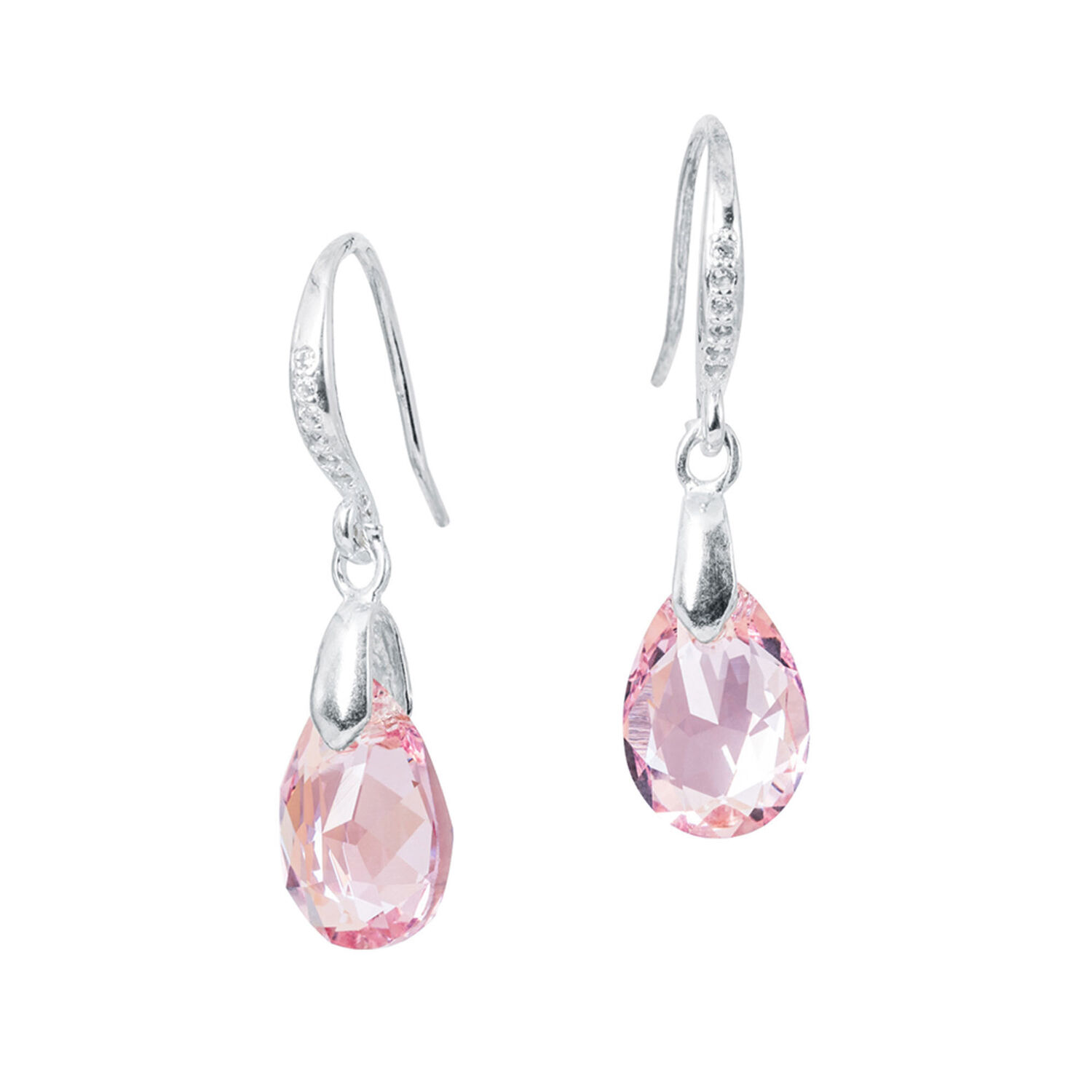 Aros Gota De Luz Plata Italina 925 Y Cristales Genuinos Light Rose image number 0.0
