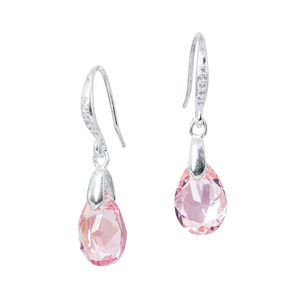 Aros Gota De Luz Plata Italina 925 Y Cristales Genuinos Light Rose