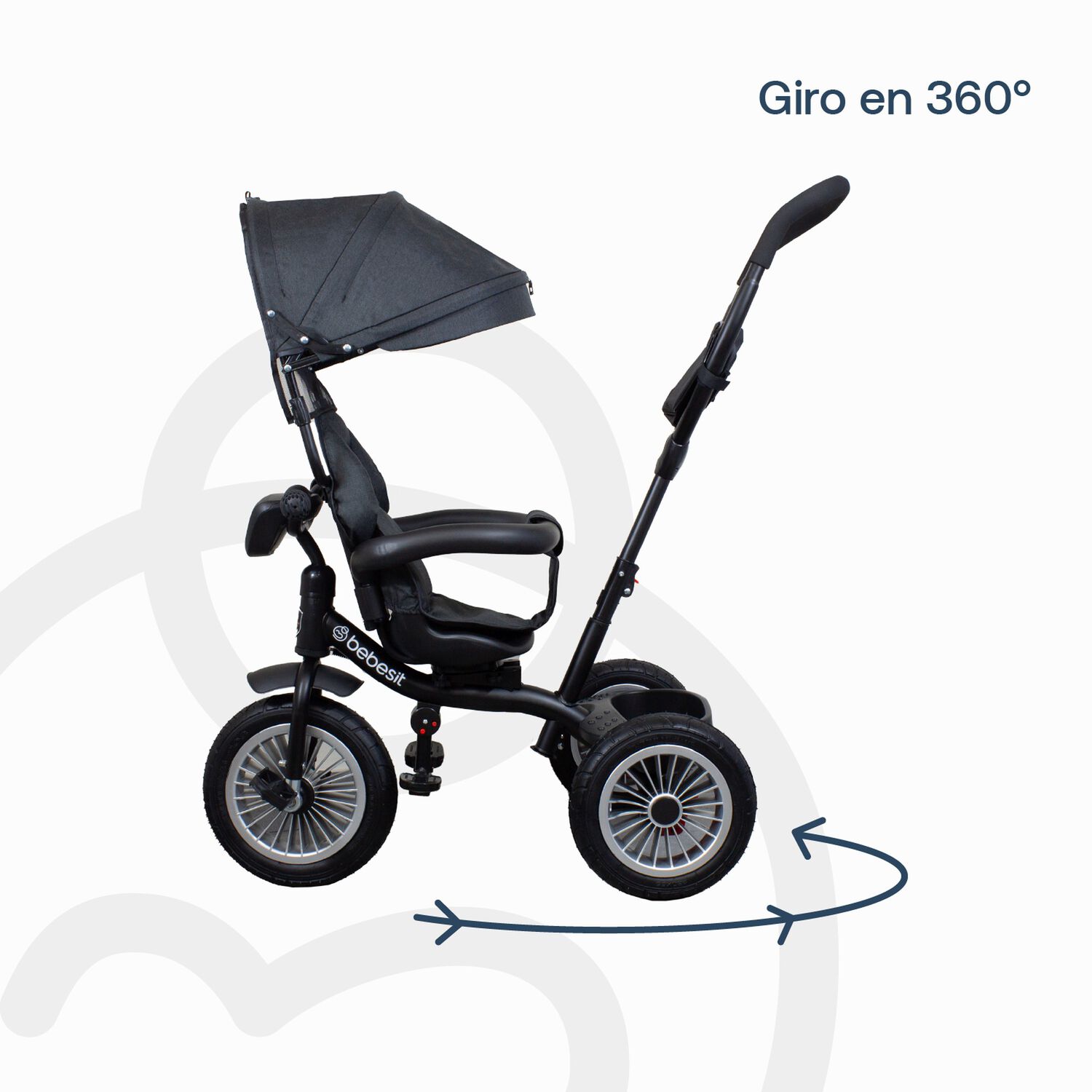 Triciclo Paseo Infantil 360 1326 Lx Negro Bebesit image number 5.0