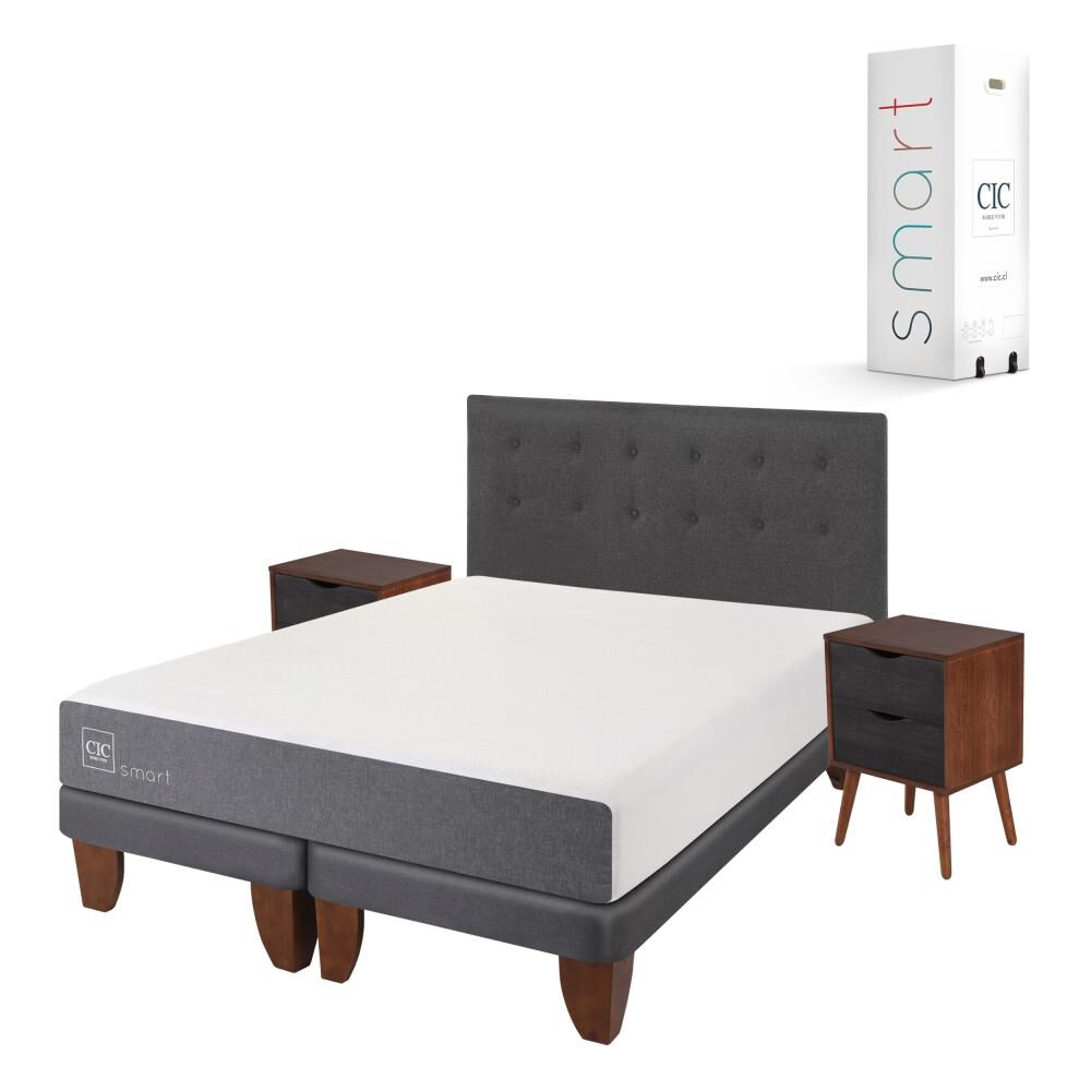 Cama Europea Cic Smart / 2 Plazas / Base Dividida  + Set De Maderas image number 1.0