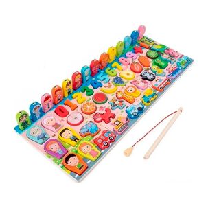 Juego Educativo Tablero Pesca Letra Número Animal Para Niños