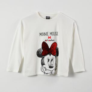 Polera Manga Larga Ni&ntilde;a Cara Minnie