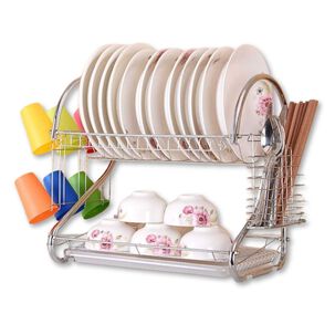 Escurridor Secador De Loza Platos Inoxidable 2 Niveles Plateado