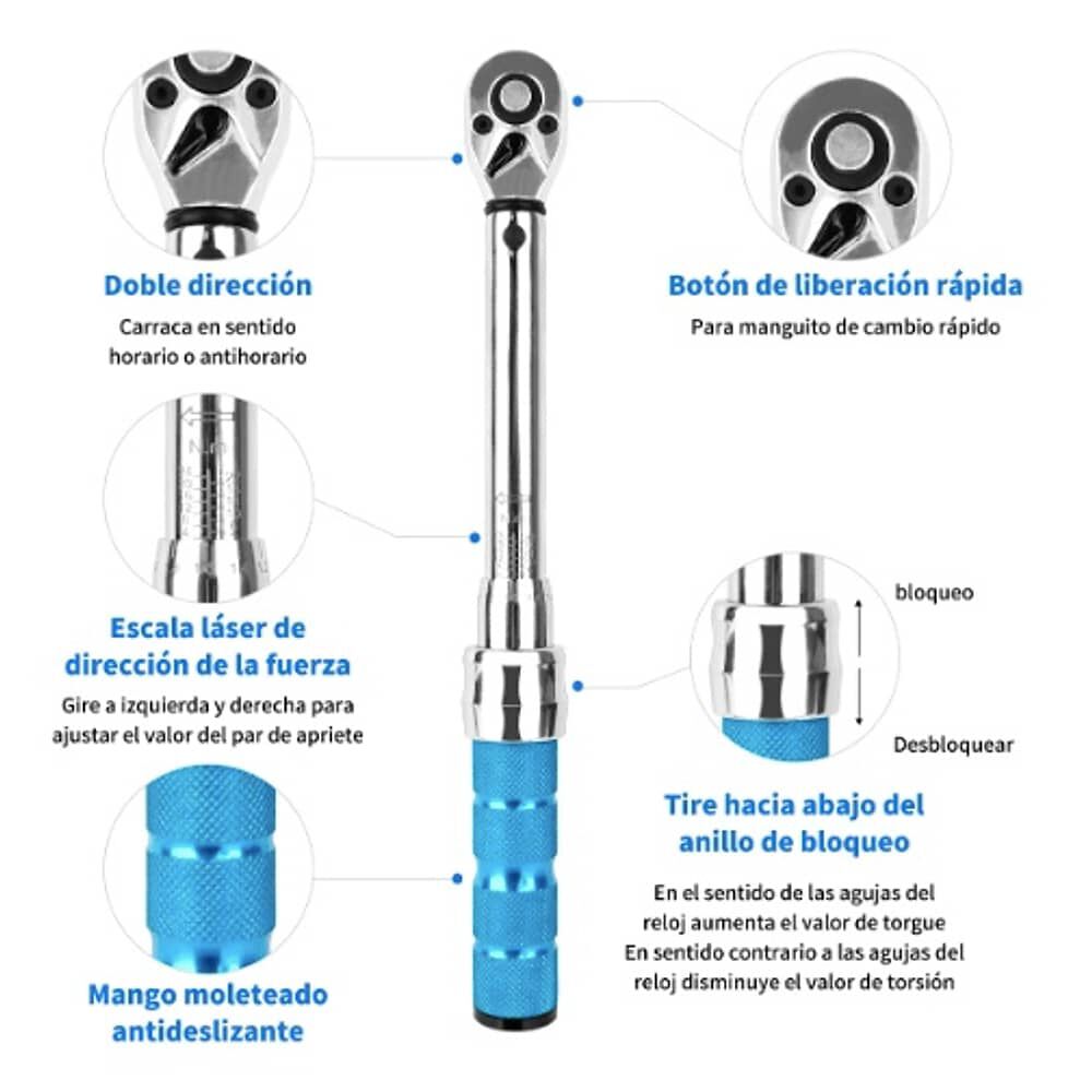 Llave De Torque Profesional, 1/4, 2-24nm, 25piezas image number 5.0