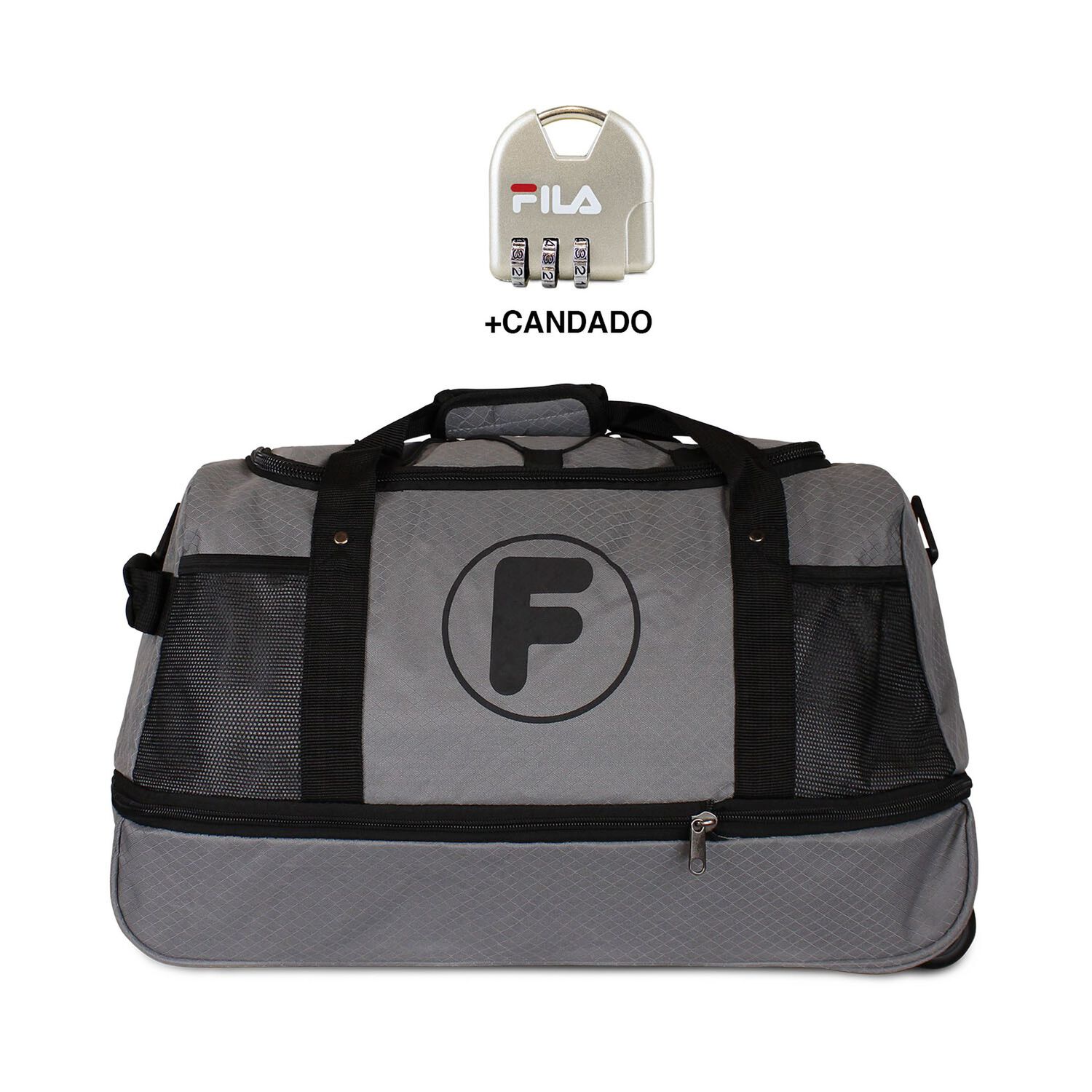Bolso Mochila Con Ruedas Goliat Gris + Candado Fila image number 0.0