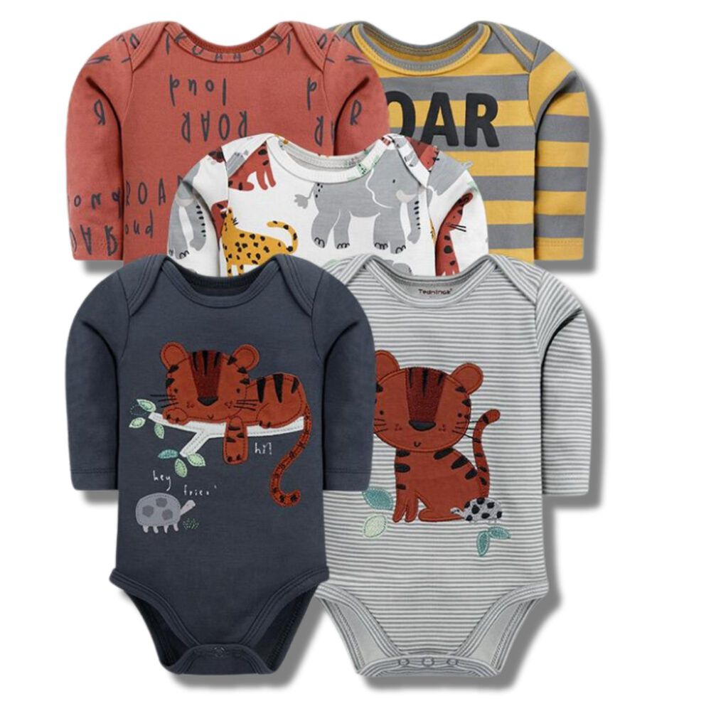 Pack 5 Bodys Niño Manga Larga Tedmimak 100% Algodón Safari Buddie image number 0.0