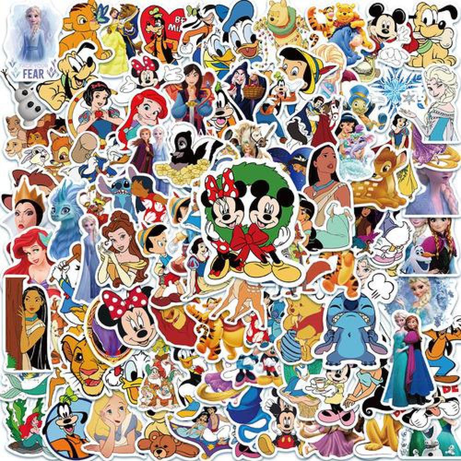 Pack 50 Sticker Dibujos Animados Princesas Stich Mickey image number 1.0